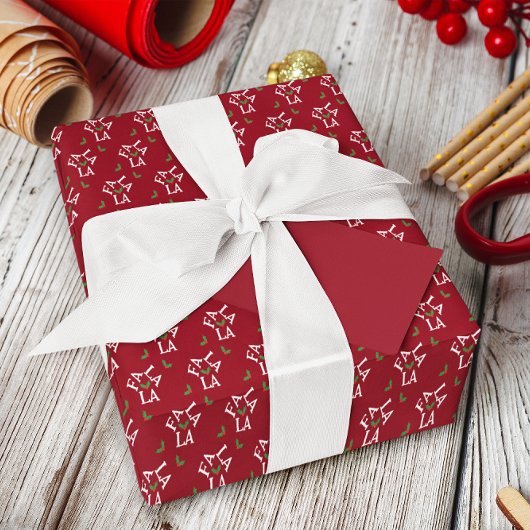 Papier Cadeau Fa La La Festive Holly Christmas