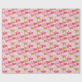 Papier Cadeau Fa La La Fille Rose Typographique Noël (Plat)