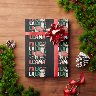 Papier Cadeau Fa La La Lama Lama drôle de Noël Amateur d'animaux