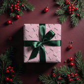 Papier Cadeau Fa La La Pink & Green Typographic Christmas Carol