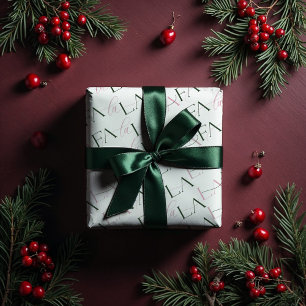 Papier Cadeau Fa La Typographie Noël Carol Blanc