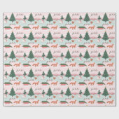Papier Cadeau Fa La Winter Wonderland Forest Bois Animaux (Plat)