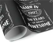 Papier Cadeau Fabriqué en 1992 30 ans d'être génial anniversaire (Coin rond)