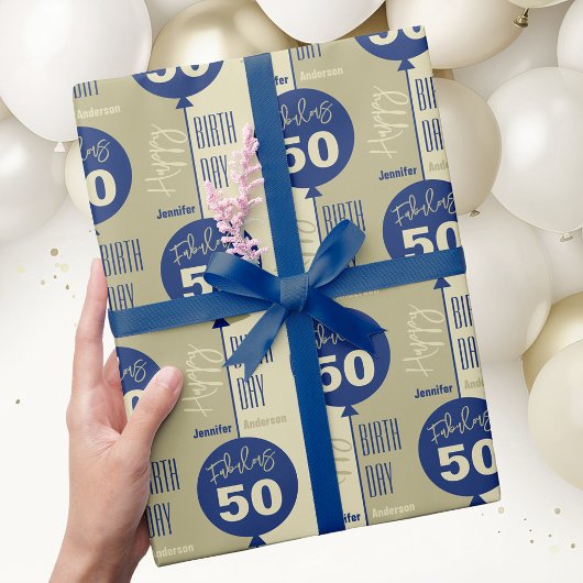 Papier Cadeau Fabuleux 50 anniversaire