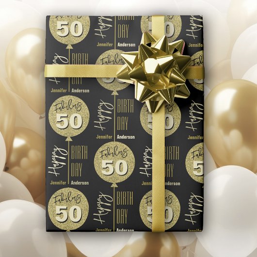 Papier Cadeau Fabuleux 50 Gold Anniversaire