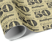 Papier Cadeau Fabuleux 50e anniversaire d'or (Coin rond)