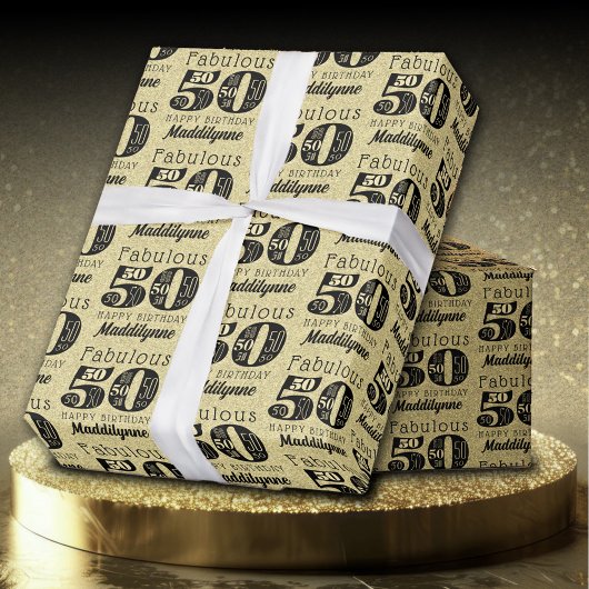 Papier Cadeau Fabuleux 50e anniversaire d'or