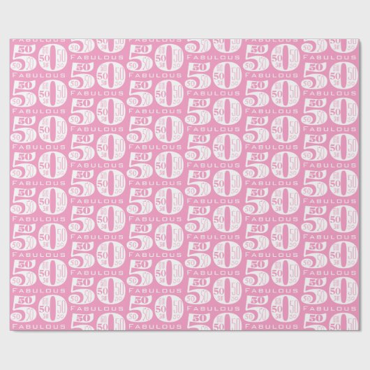 Papier Cadeau Fabuleux 50e anniversaire rose (Plat)