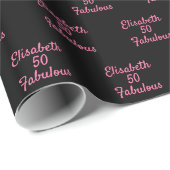 Papier Cadeau Fabuleux anniversaire noir rose parties scintillan (Coin rond)