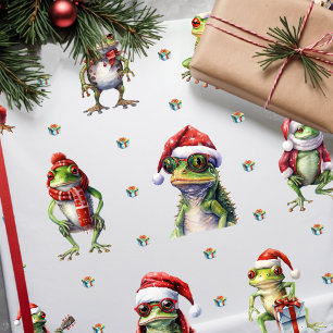 Papier Cadeau Fabuleux Frog Rock Band Noël en blanc