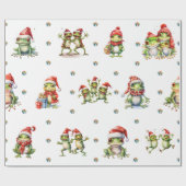 Papier Cadeau Fabuleux grenouilles Noël en blanc (Plat)