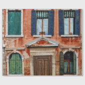 PAPIER CADEAU FAÇADE DE BÂTIMENT PEINTE ORANGE (Plat)
