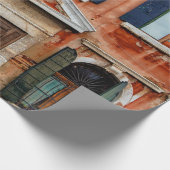 PAPIER CADEAU FAÇADE DE BÂTIMENT PEINTE ORANGE (Coin)