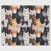 Papier Cadeau Face de chat mignonne sans couture (Plat)