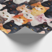Papier Cadeau Face de chat mignonne sans couture (Coin)