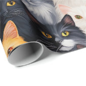Papier Cadeau Face de chat mignonne sans couture (Coin rond)