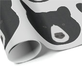 Papier Cadeau Face de l'ours noir (Coin rond)