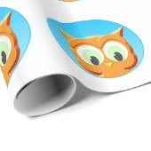 Papier Cadeau Face D'Une Petite Chouette (Coin rond)
