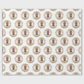 Papier Cadeau Face Gold Wreath Christmas Wrapping Paper (Plat)