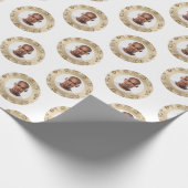 Papier Cadeau Face Gold Wreath Christmas Wrapping Paper (Coin)