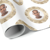 Papier Cadeau Face Gold Wreath Christmas Wrapping Paper (Coin rond)