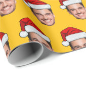 Papier Cadeau Face Photo Santa Hat Gift Wrap, Unique Gift Face (Coin rond)