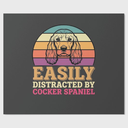 Papier Cadeau Facilement Distrait Par Cocker Spaniel Rétro Chien (Plat)