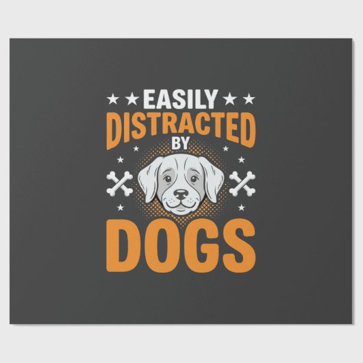 Papier Cadeau Facilement Distrait Par Les Chiens (Plat)
