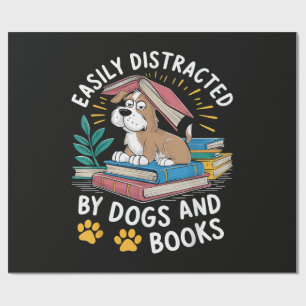 Papier Cadeau Facilement distrait par les chiens et les livres D