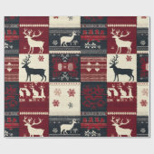 Papier Cadeau Fair Isle Patchwork | Renard rustique (Plat)