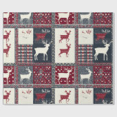 Papier Cadeau Fair Isle Patchwork | Renne rustique (2) (Plat)