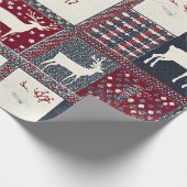 Papier Cadeau Fair Isle Patchwork | Renne rustique (2) (Coin)