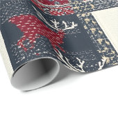 Papier Cadeau Fair Isle Patchwork | Renne rustique (2) (Coin rond)