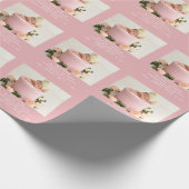 Papier Cadeau Faire-part de naissance bébé photo rose fille Carr (Coin)