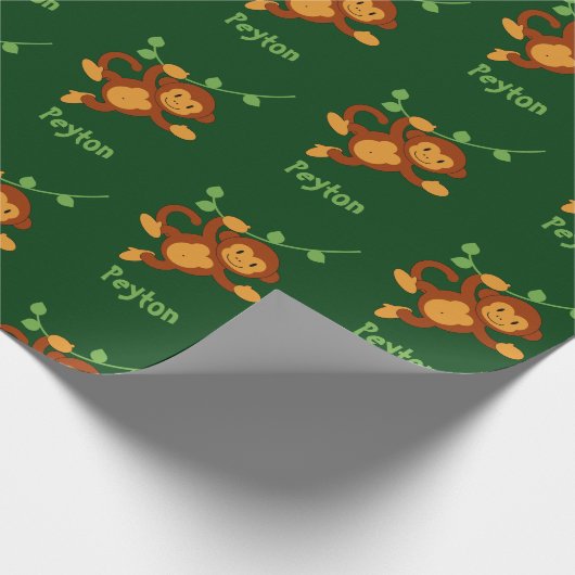 Papier Cadeau Faire pivoter la jungle de singe Ajouter un nom En (Coin)