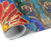 Papier Cadeau FAIRY ON THE RED FLOWER IN NIGHT Blue Green (Coin rond)