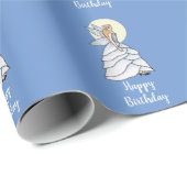 Papier Cadeau Fairy Princess Petals Robe Mode Anniversaire (Coin rond)