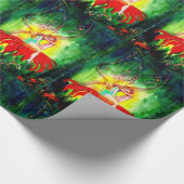 Papier Cadeau FAIRY RÊVER SUR FLEURS ROUGES Vert Imaginaire Jaun (Coin)