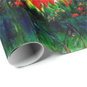 Papier Cadeau FAIRY RÊVER SUR FLEURS ROUGES Vert Imaginaire Jaun (Coin rond)