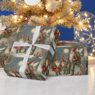 Papier Cadeau Fairy Tale Christmas Gnome Family, Winter Forest