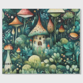 Papier Cadeau Fairytale en Fairyland Maison de champignons Green (Plat)