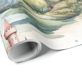 Papier Cadeau Fairytale in Fairyland Châteaux Pastel Pink Blue (Coin rond)