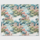 Papier Cadeau Fairytale in Fairyland Châteaux Pastel Pink Blue (Plat)