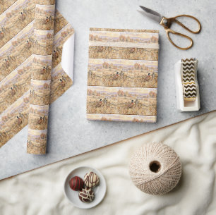 Papier Cadeau Faisan d'automne dans un champ campagnard