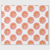 Papier Cadeau Faisée de gerbera orange (Plat)