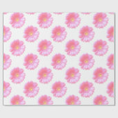 Papier Cadeau Faisée de gerbera rose pâle (Plat)