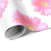 Papier Cadeau Faisée de gerbera rose pâle (Coin rond)