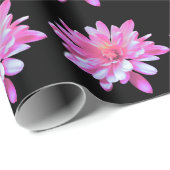 Papier Cadeau Faisée rose, zinnia, cosmo, motif de tournesol (Coin rond)