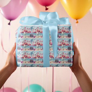 Papier Cadeau Faisons la fête sur la plage pour l'anniversaire
