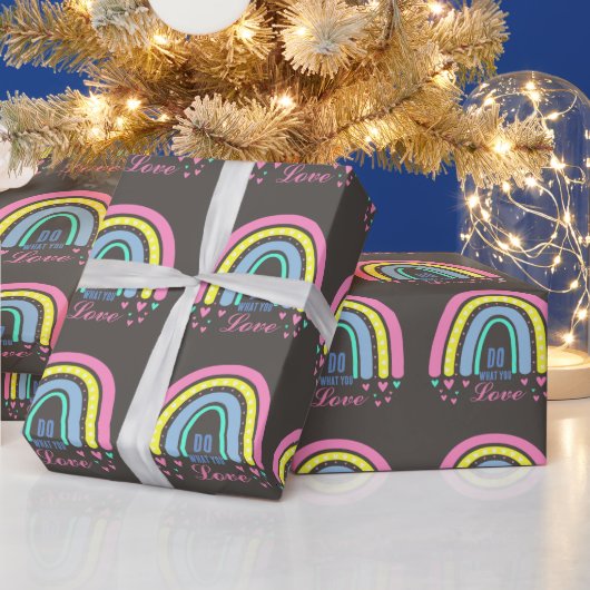 PAPIER CADEAU "FAITES CE QUE VOUS AIMEZ" CITER BROWN RETRO BOHO (Vacances)